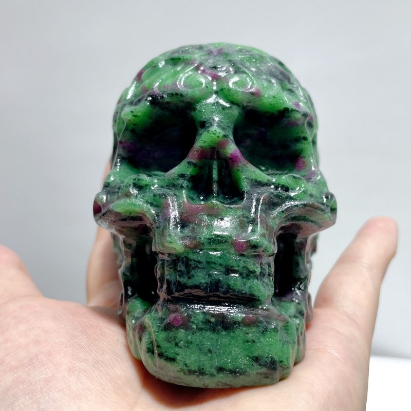 9 Pieces Ruby Zoisite Skull Carving - Wholesale Crystals