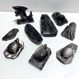9 Pieces Silver Sheen Obsidian Sea Animals Carving - Wholesale Crystals