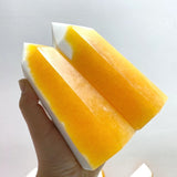 9 Pieces Yellow Calcite Points Raw Side - Wholesale Crystals