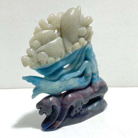 Unique Trolleite Stone Mermaid Dolphin Fish Carving