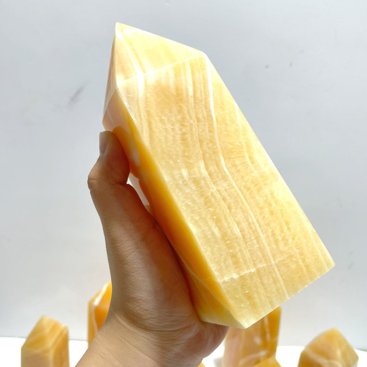 10 Pieces Fat Yellow Calcite Stripe Tower