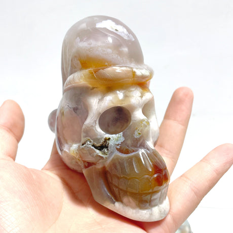 2 Pieces Sakura Flower Agate Christmas Hat Skull Carving