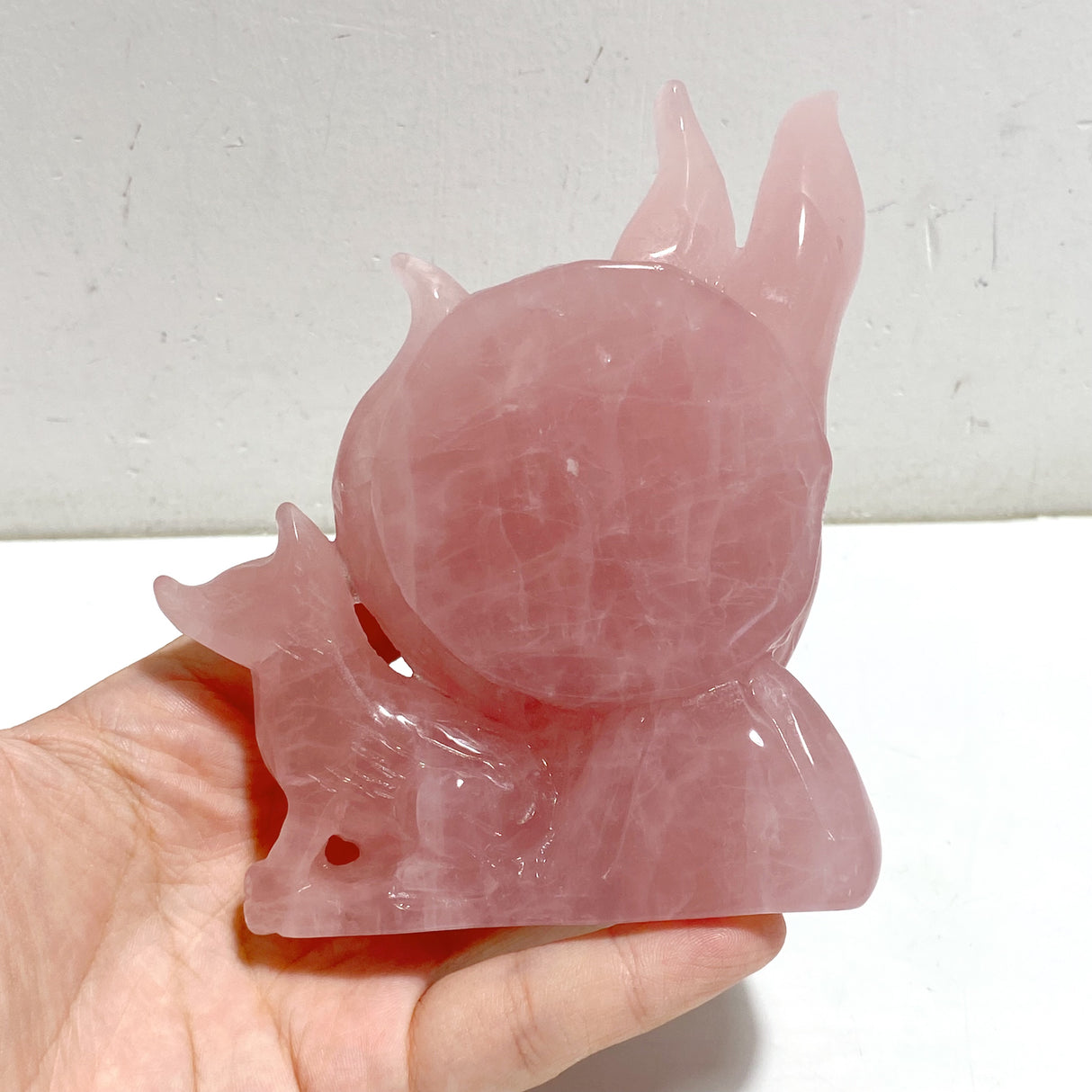 4 Pieces Rose Quartz Nine-tailed fox Carving