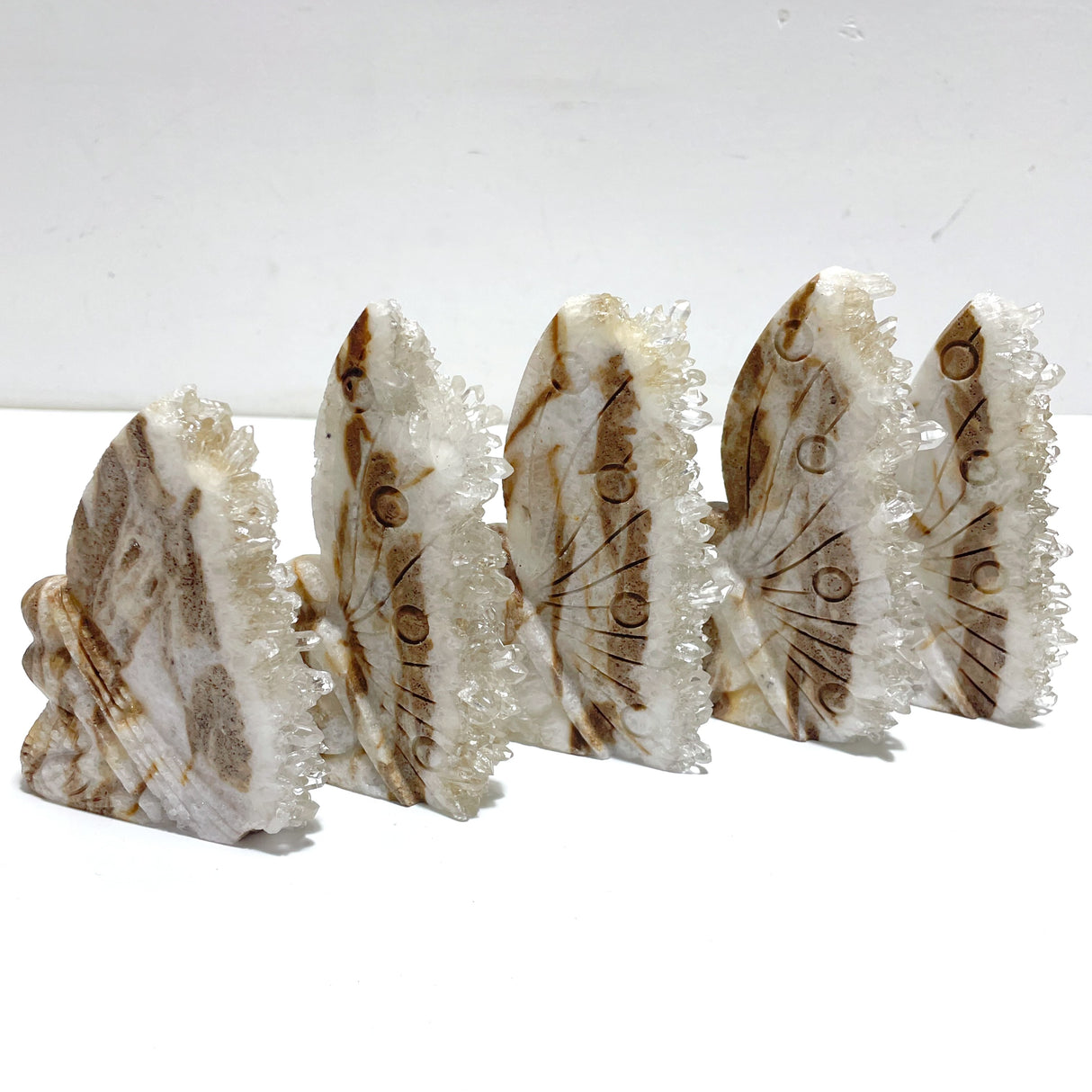 15 Pieces Clear Quartz Cluster Butterfly Fairy Carving