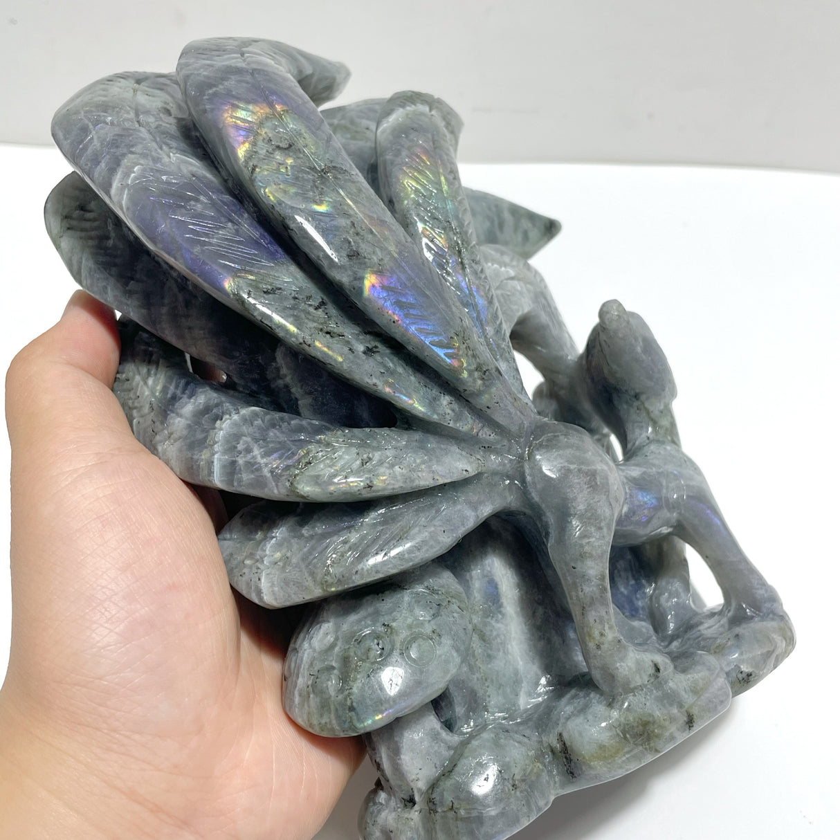 3 Pieces Labradorite Nine-tailed Fox Carving