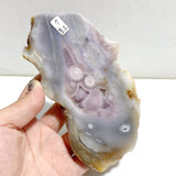 Geode Druzy Sakura Flower Agate Slab Butterfly Wing Carving With Stand