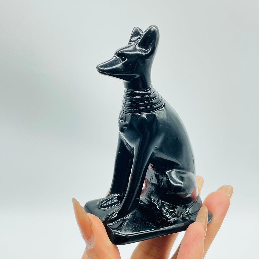 Black Obsidian Egyptian Anubis Dog Carving Wholesale -Wholesale Crystals