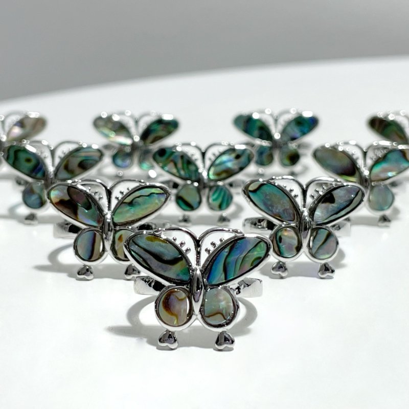 Abalone Shell Butterfly Shape Ring Wholesale - Wholesale Crystals