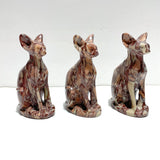 3 Pieces China Red Stone Cat Carving