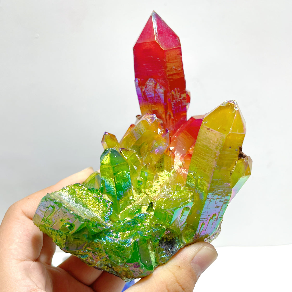 11 Pieces Aura Colorful Clear Quartz Cluster