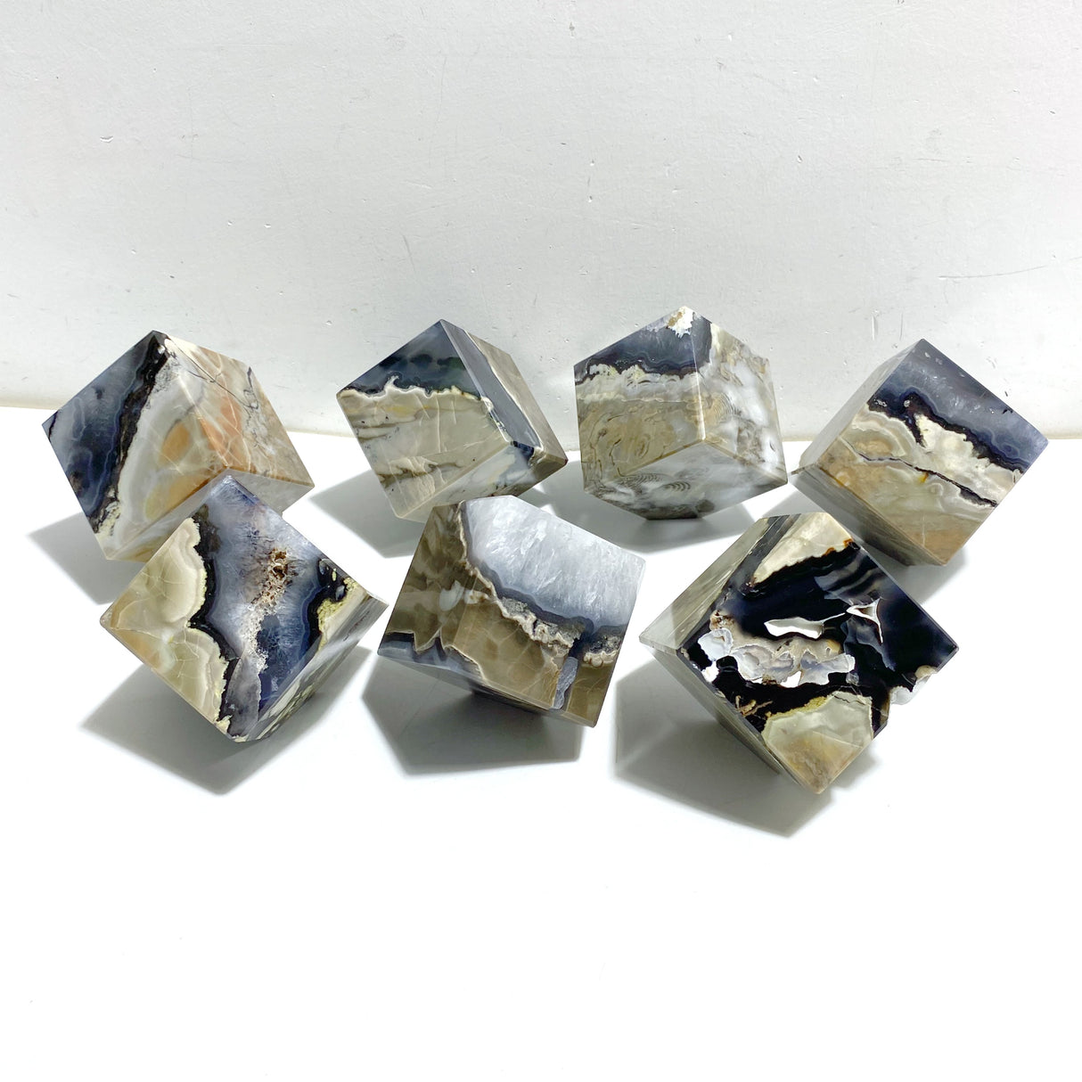7 Pieces Volcanic Agate Standable Cube (UV-Reactive)