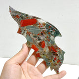 Africa Blood Stone Demon And Angel Wing Carving With Stand - Wholesale Crystals