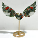 Africa Blood Stone Heart Wing Carving With Stand -Wholesale Crystals