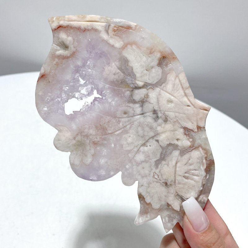 Amethyst Mixed Sakura Agate Butterfly Wing Carving With Stand - Wholesale Crystals