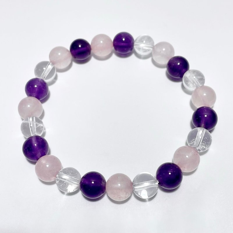 Amethyst Rose Quartz Clear Quartz Mixed Bracelet Wholesale - Wholesale Crystals