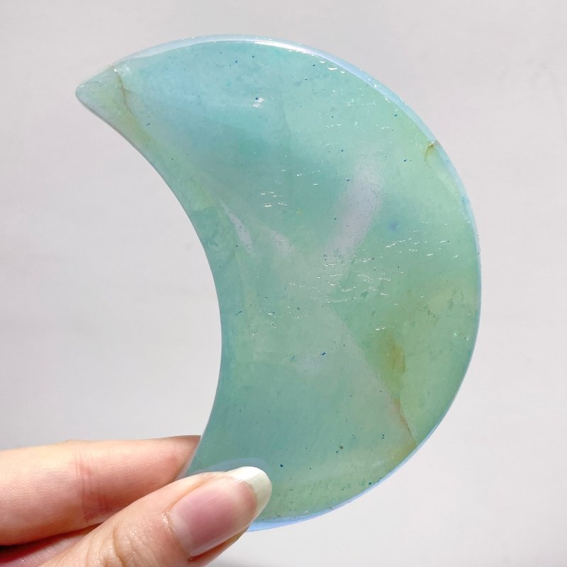 Aura Mixed Color Clear Quartz Moon Carving Wholesale - Wholesale Crystals