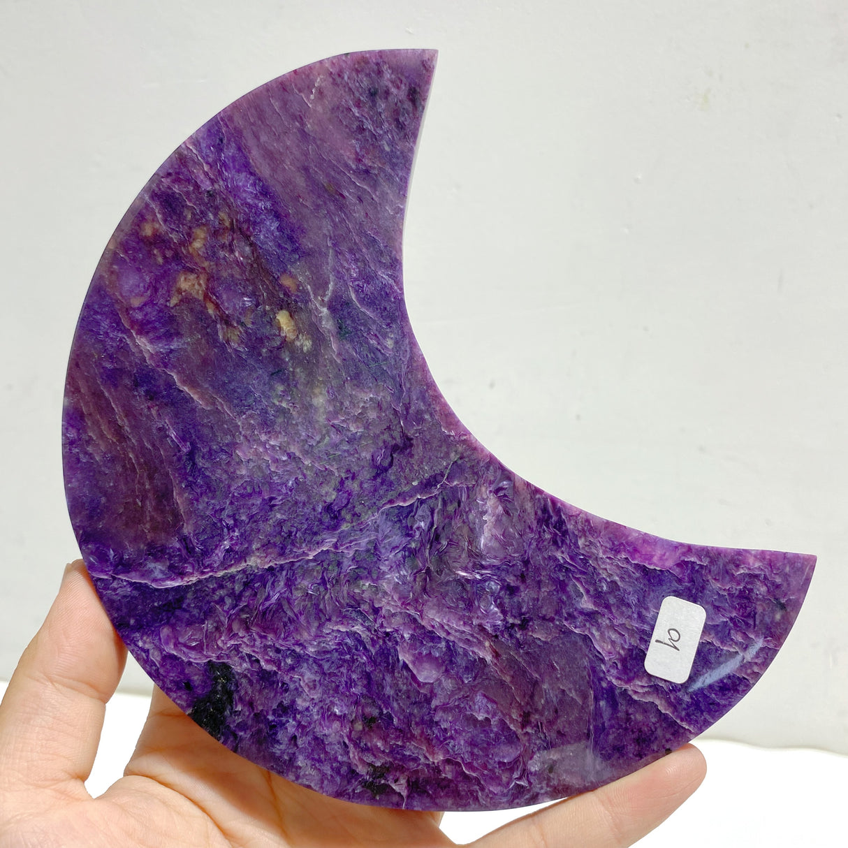 Large Charoite Moon Carving With Stand #10