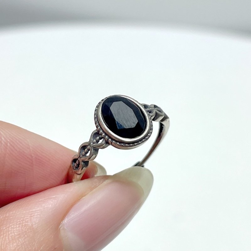 #B1 Silver Ring Wholesale Blue Moonstone Golden Rutile Garnet Black Tourmaline Ring - Wholesale Crystals