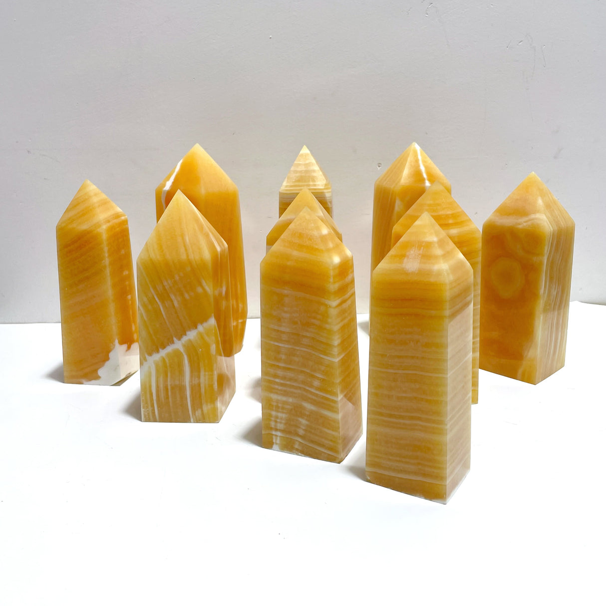 10 Pieces Fat Yellow Calcite Stripe Tower