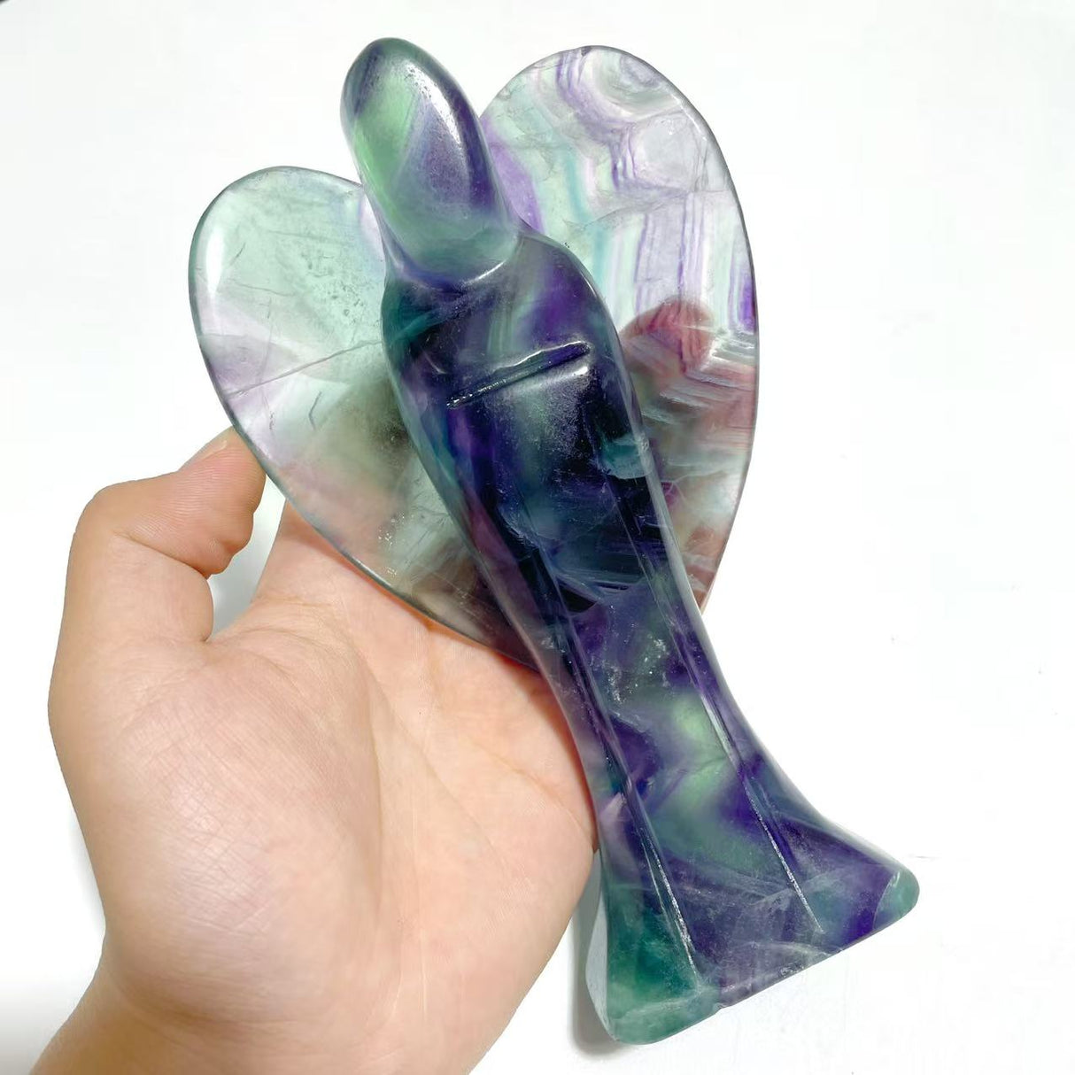 6 Pieces Rainbow Fluorite Angel Carving