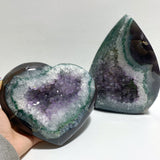 2 Pieces Large Geode Amethyst Mixed Agate Arrow Head Shape&Heart