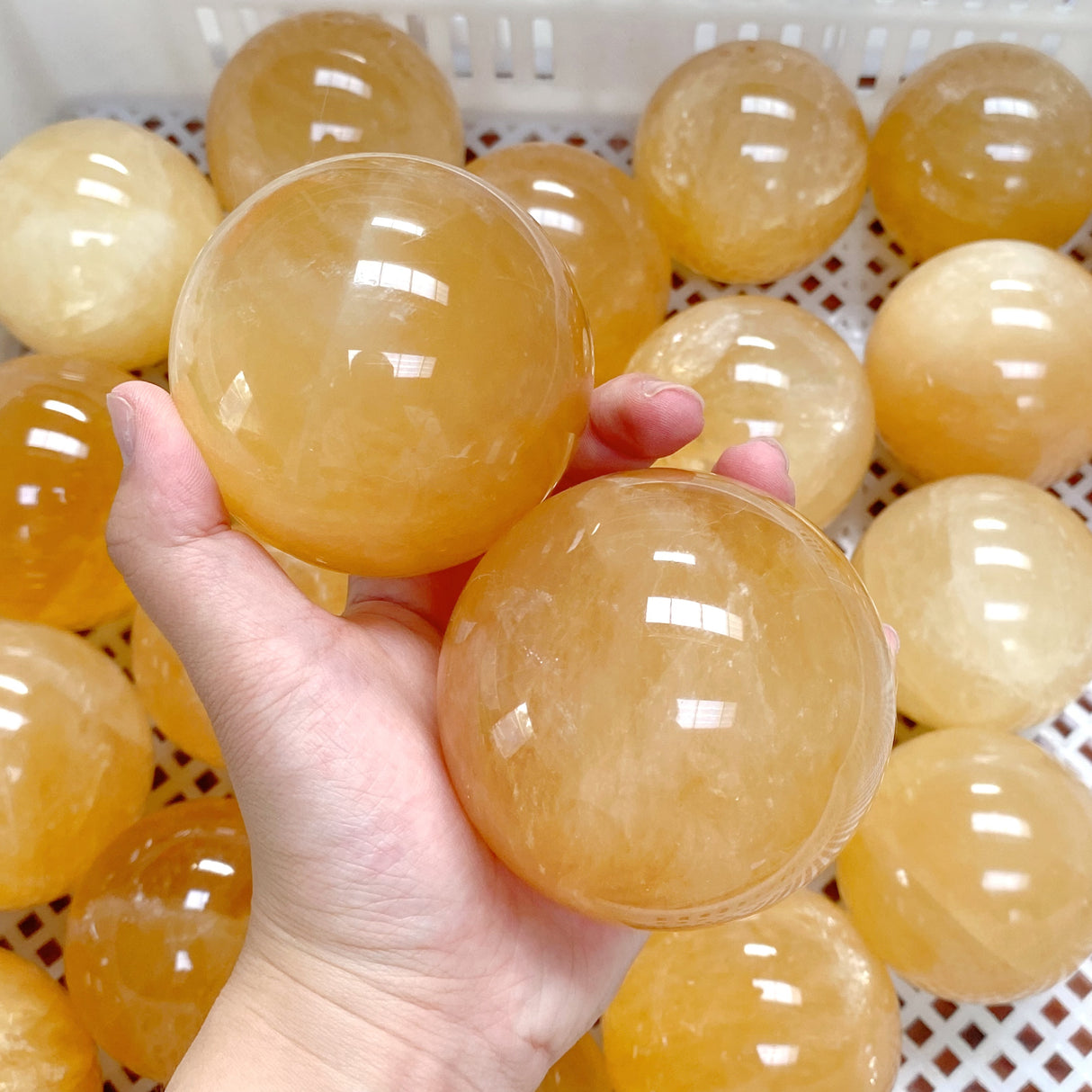 42 Pieces Yellow Calcite Spheres (Sea Freight Only)