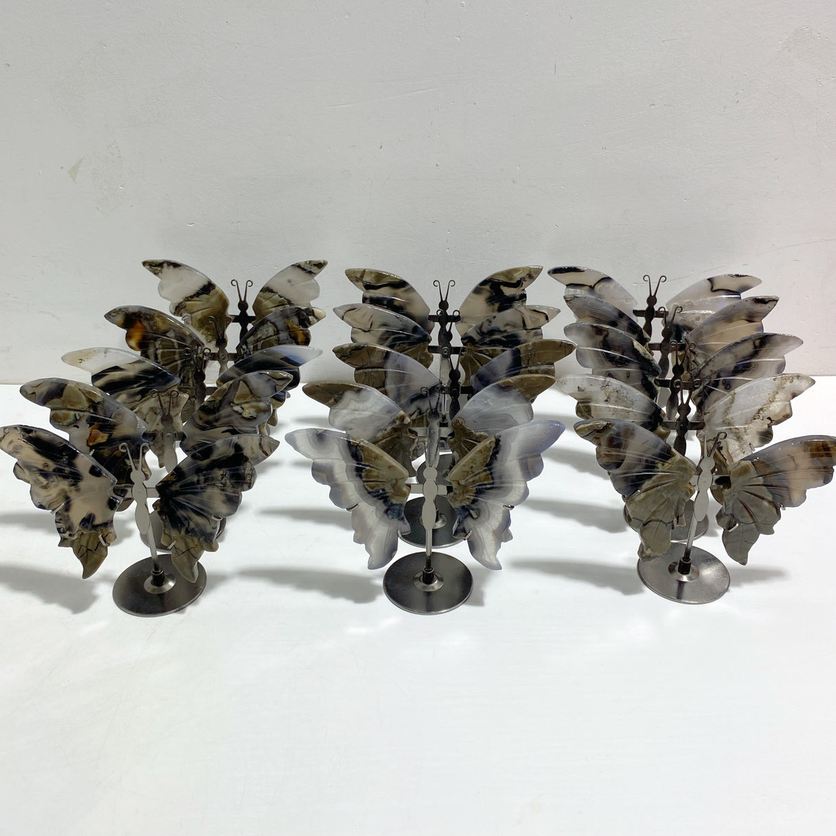 Volcano Agate Butterfly Wing Carving With Stand Wholesale (UV-Reactive)