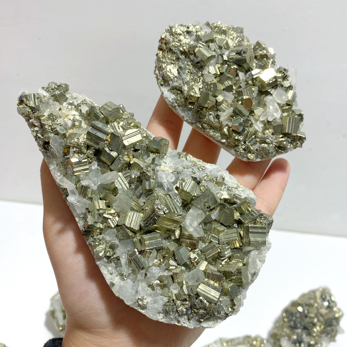 8 Pieces Pyrite Mixed Clear Quartz Cluster Specimen For Collection