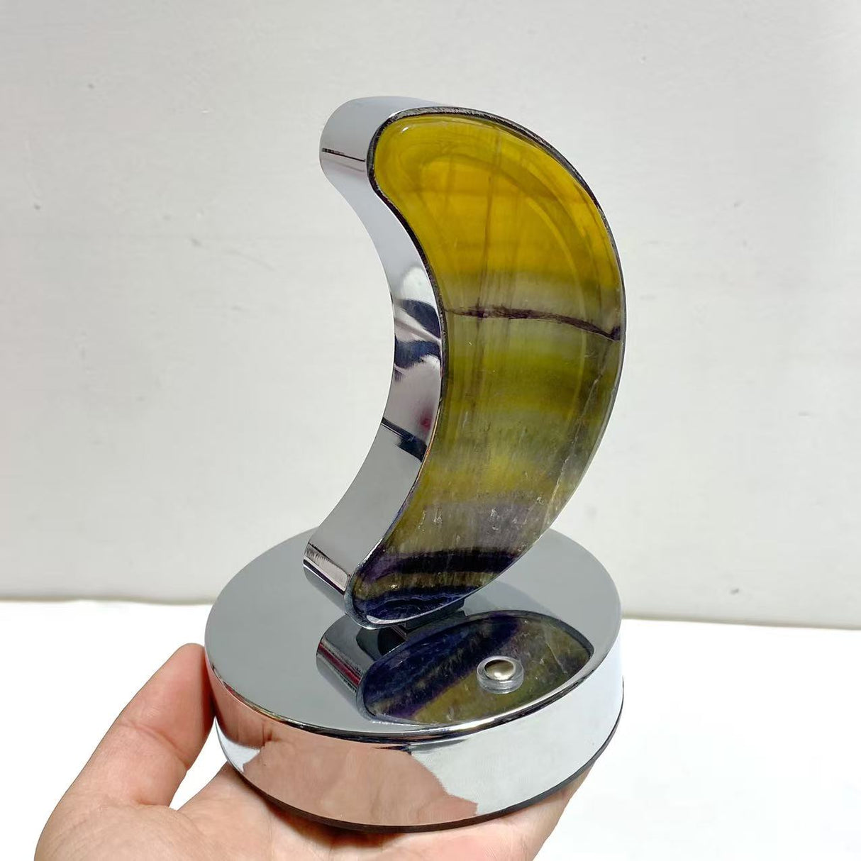 Beautiful Fluorite LED Table Lamp Moon Shape