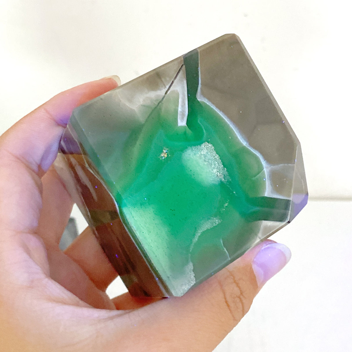 7 Pieces Volcanic Agate Standable Cube (UV-Reactive)