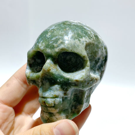 7 Pieces Moss Agate Skull Carving