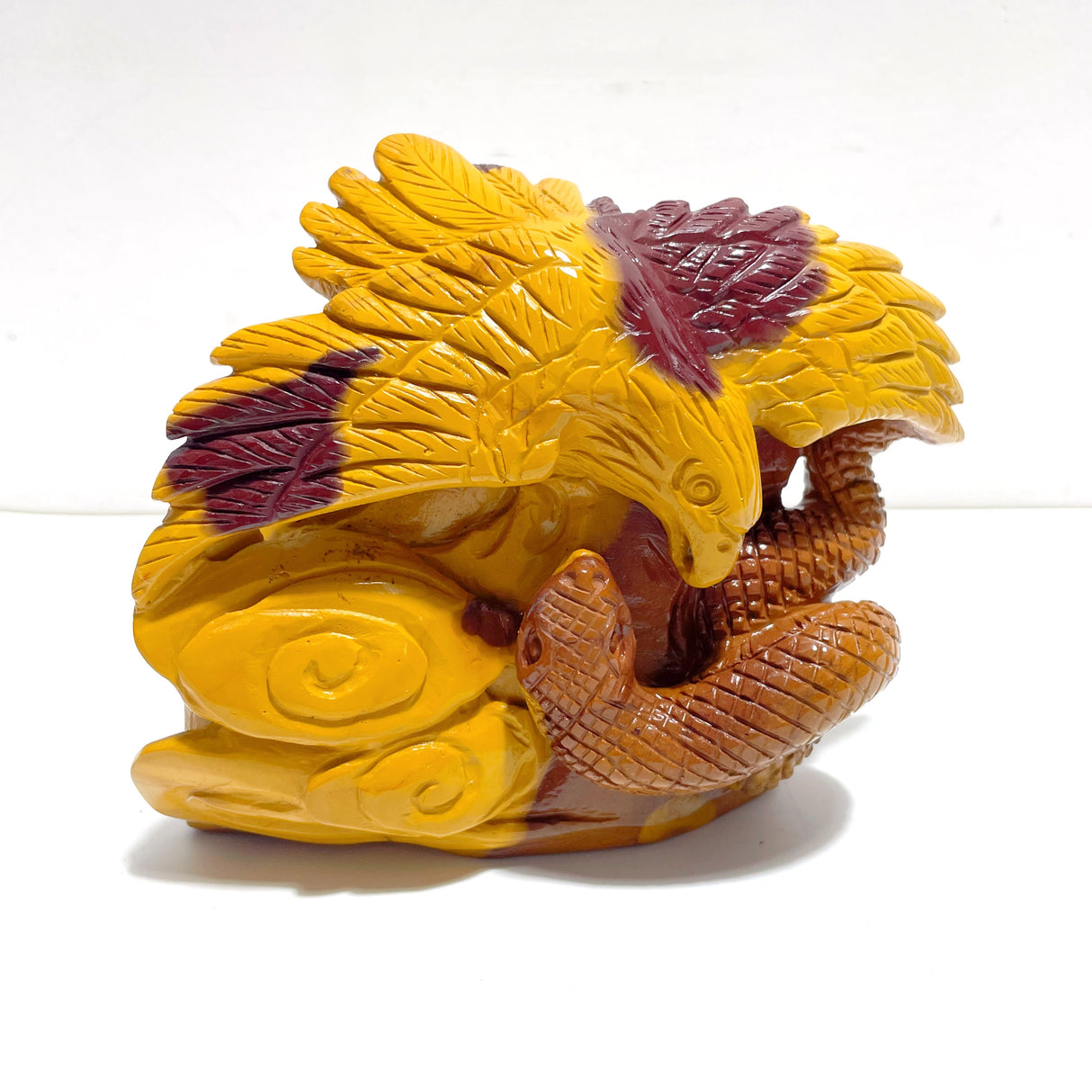 Unique Mookaite Eagle&Snake Carving