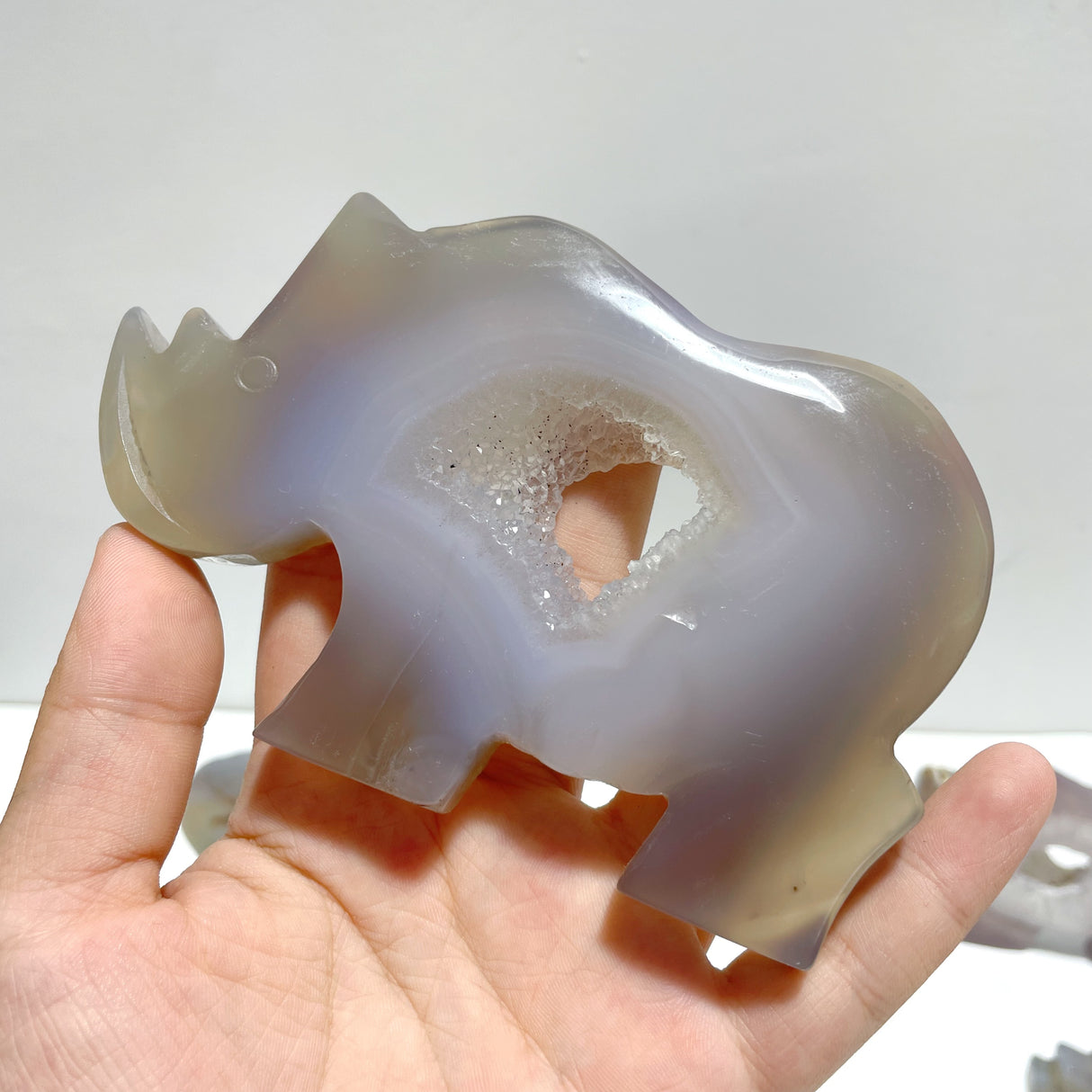 10 Pieces Geode Druzy Agate Rhino Carving