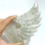 3 Pairs Angel Wing Carving With Stand Clear Quartz Smoky Quartz