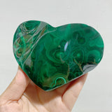 6 Pieces Large Malachite Heart Raw Bottom