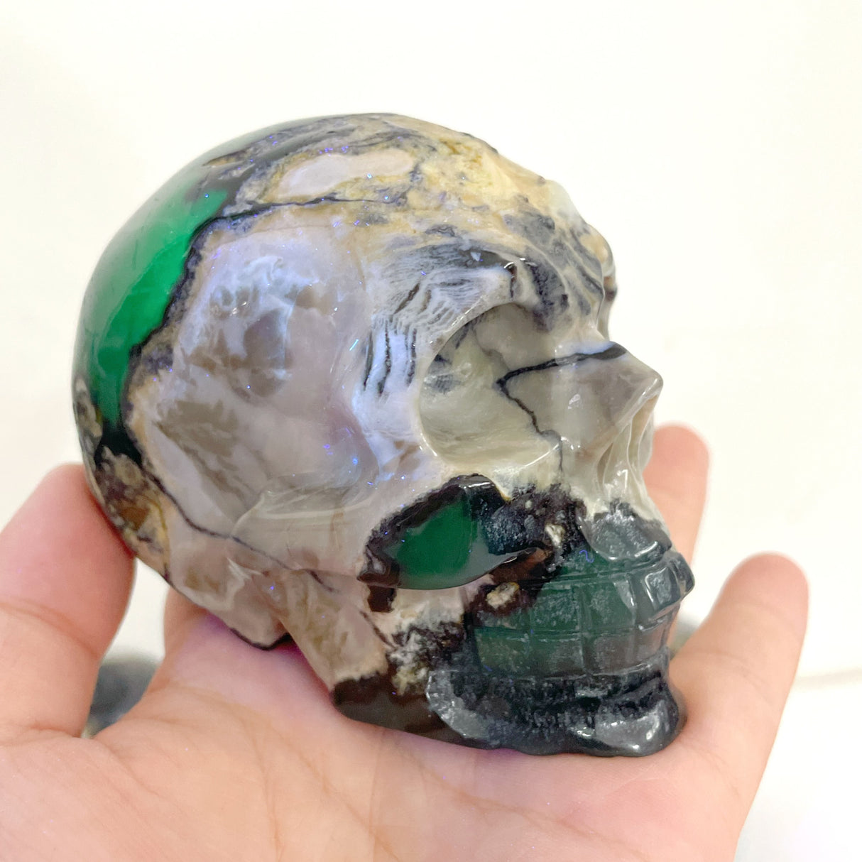 6 Pieces Volcano Agate Skull(UV-Reactive)