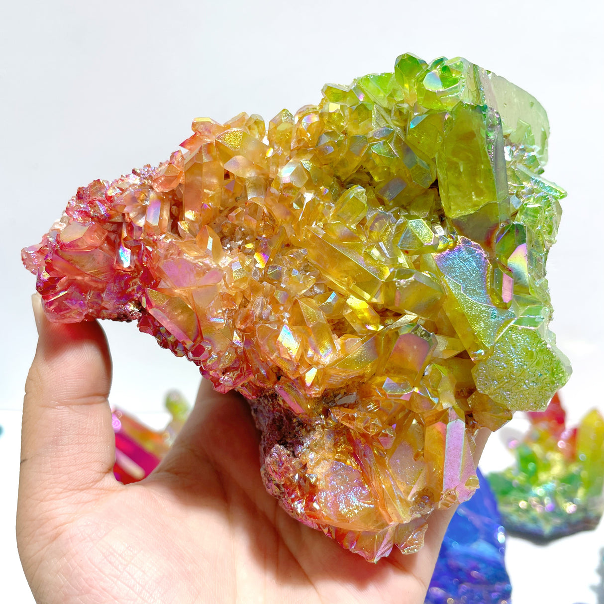 11 Pieces Aura Colorful Clear Quartz Cluster