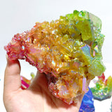 11 Pieces Aura Colorful Clear Quartz Cluster