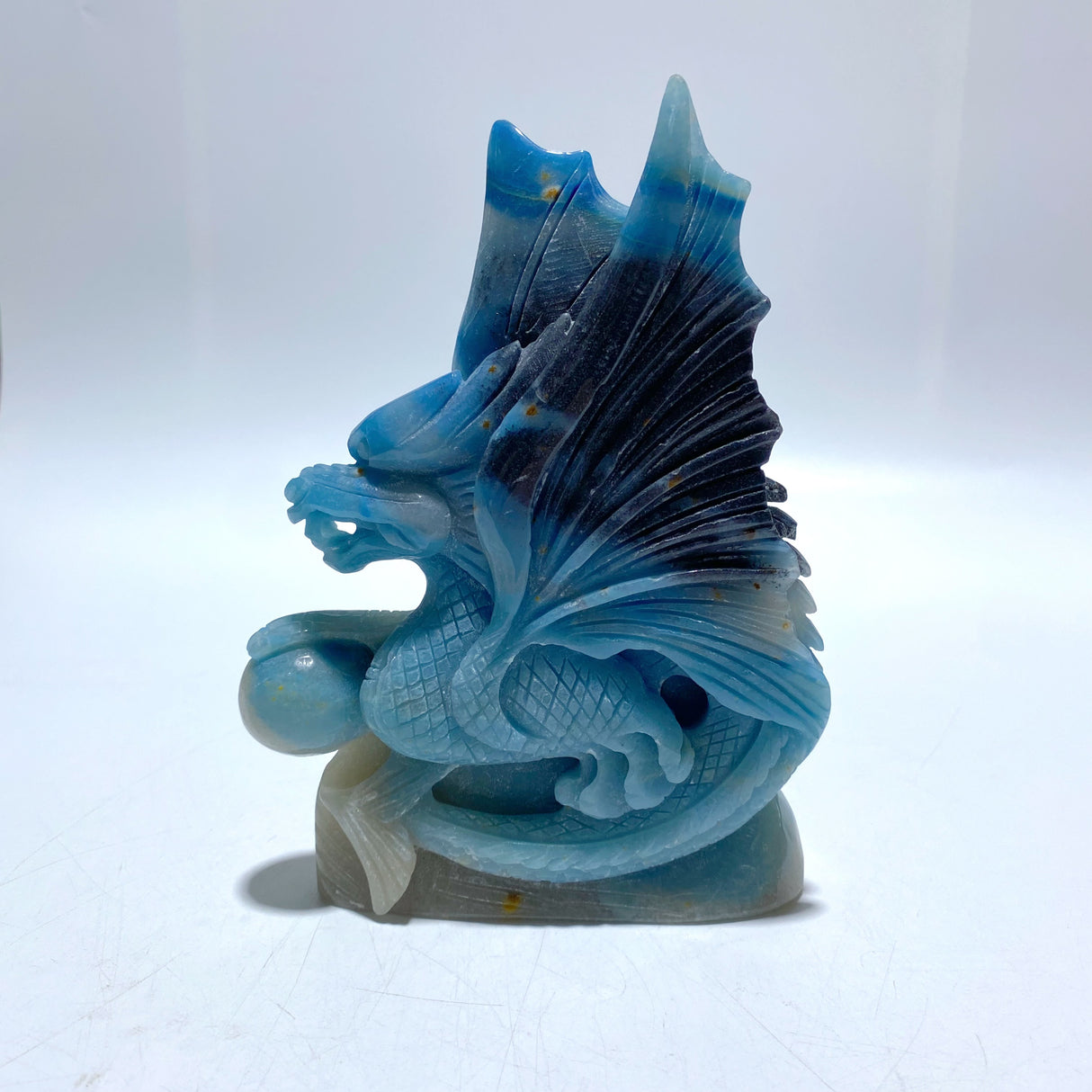 Unique Trolleite Stone Flying Dragon Carving