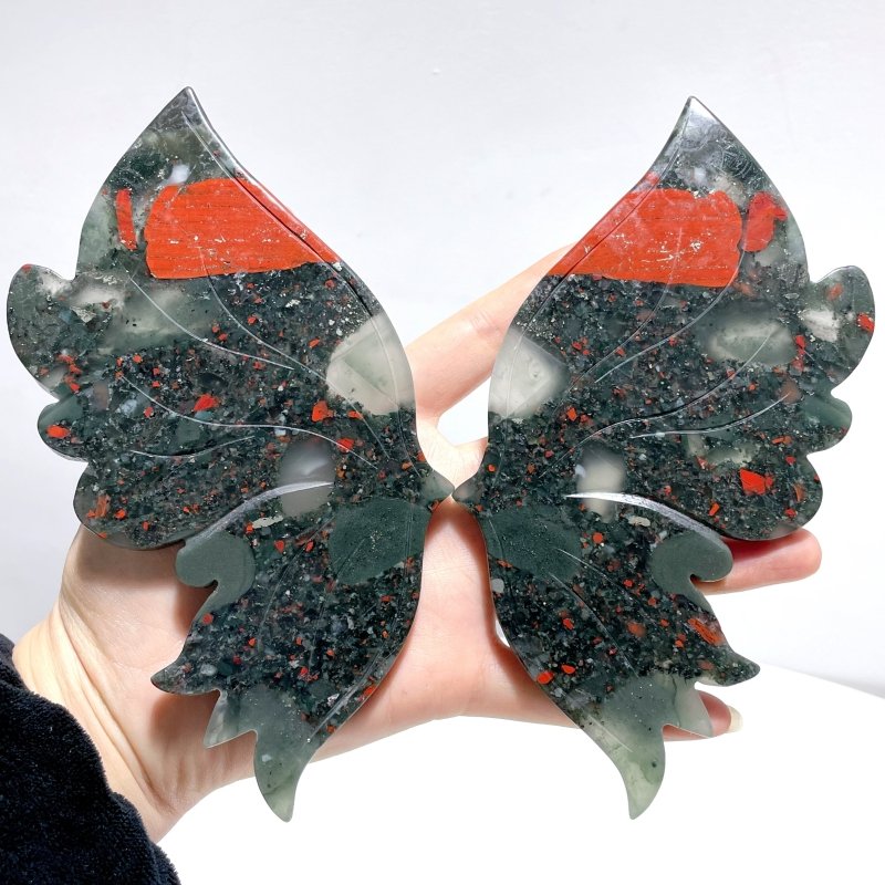 Beautiful Africa Blood Stone Butterfly Wing Carving With Stand - Wholesale Crystals