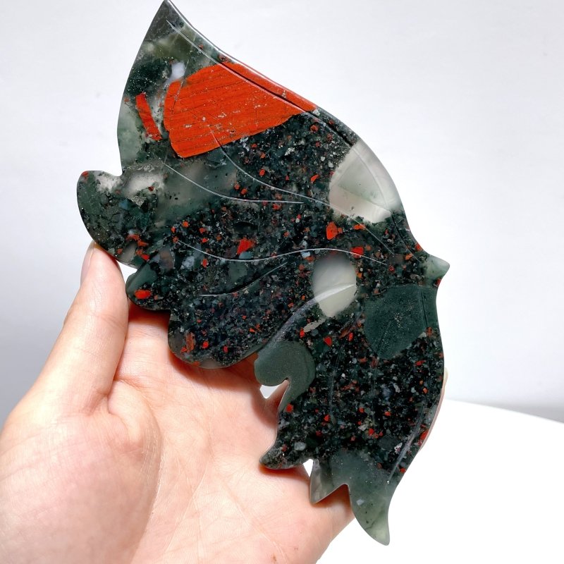 Beautiful Africa Blood Stone Butterfly Wing Carving With Stand - Wholesale Crystals