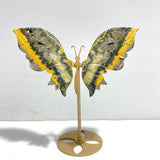 Beautiful Bumble Bee Stone Jasper Butterfly Wing Carving With Stand - Wholesale Crystals