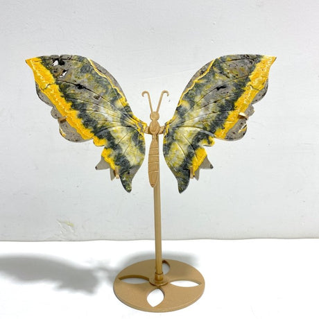 Beautiful Bumble Bee Stone Jasper Butterfly Wing Carving With Stand - Wholesale Crystals