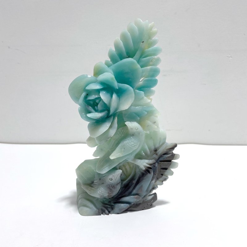 Beautiful Caribbean Calcite Mixed Pyrite Birds&Flower Carving - Wholesale Crystals