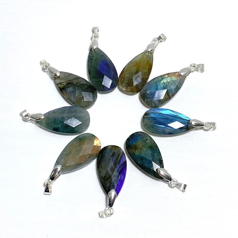 Beautiful Cut Faceted Labradorite Waterdrop Pendants Wholesale - Wholesale Crystals