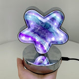 Beautiful Fluorite LED Table Lamp Flower Moon & Heart Shape - Wholesale Crystals