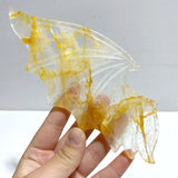 Beautiful Hematoid Quartz Golden Fire Quartz Demon And Angel Wing Carving With Stand - Wholesale Crystals