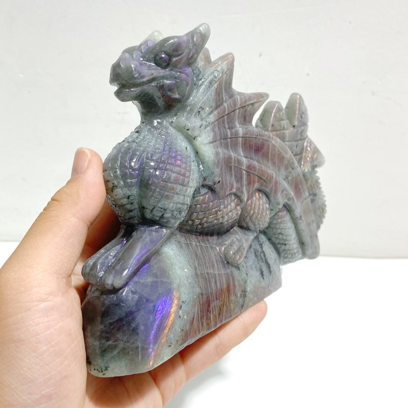 Beautiful Labradorite Flying Dragon Castle Carving -Wholesale Crystals