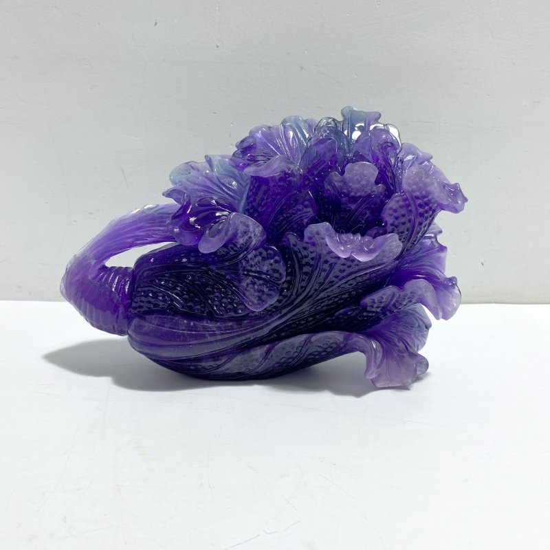 Beautiful Purple Fluorite Chinese Cabbage Carving - Wholesale Crystals
