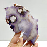 Beautiful Purple Sakura Flower Agate Butterfly Wing Carving With Stand - Wholesale Crystals